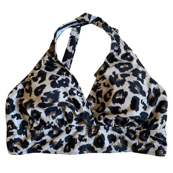 NWT Animal Print Padded Criss Cross Back Bikini Top with Adjustable Straps 18W - Picture 1 of 10